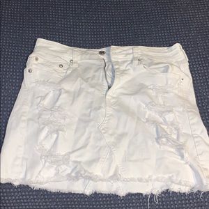 white ripped jean skirt
